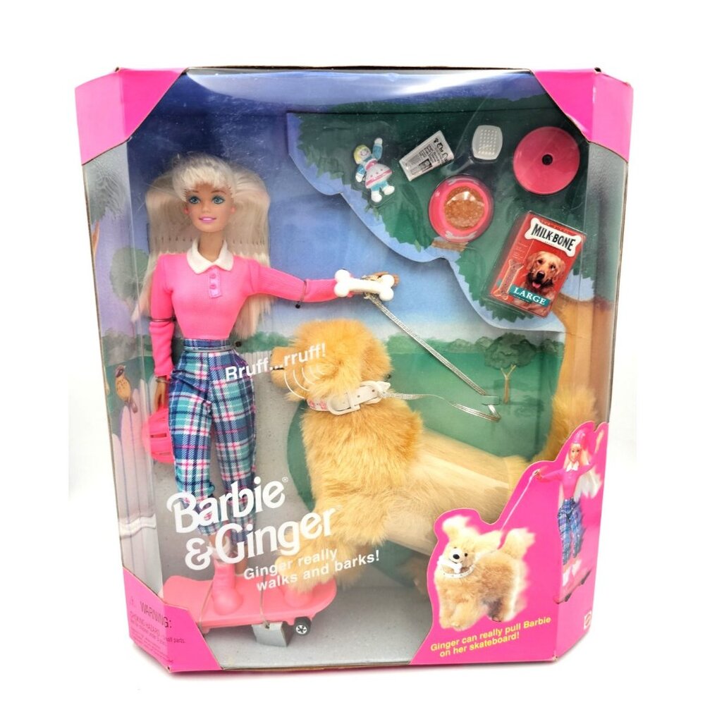 Vintage 1997 Mattel Barbie & Ginger  Skateboard and Accessories